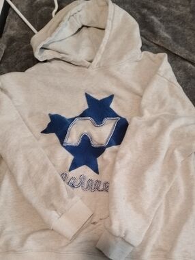 Aelfric Eden Light Gray Hoodie with Blue Star Applique